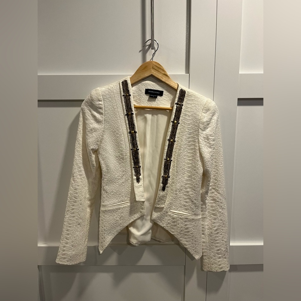 Marciano Cream Textured Jacket with Gold Accents